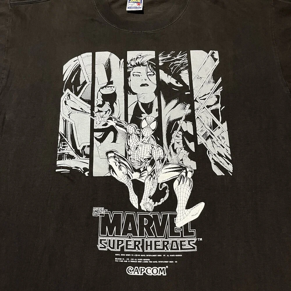 Vintage Marvel Super Heroes Capcom Video Game Shirt 90s Street Fighter Wolverine
